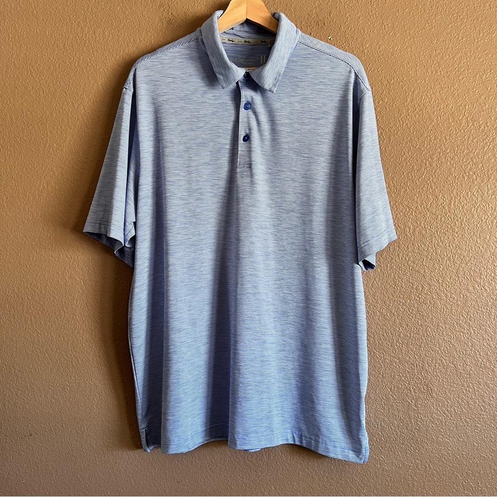 Walter Hagen Blue Polo Shirt with Classic Stripe Design Size Large